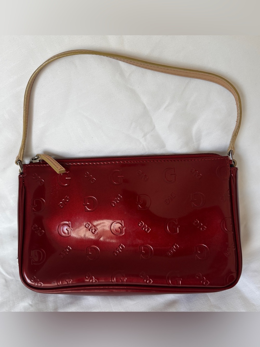 Vintage Y2K Guess maroon patent leather mini purse. - Picture 1 of 7